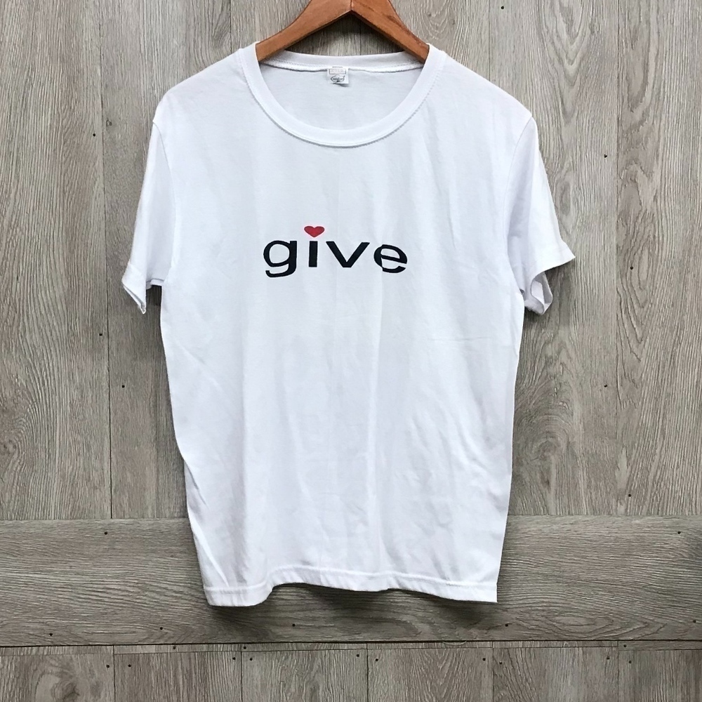 Give With Heart Short Sleeve White Tee BB755